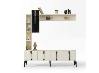 Juego de sala de lujo de 4 piezas soporte de TV pared equipada muebles de madera estante