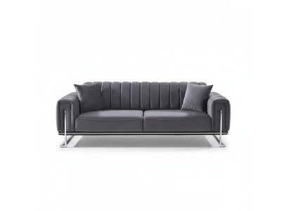 Sofá Chesterfield gris de lujo de tres plazas para la sala de estar