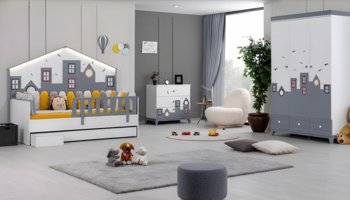 Conjunto de habitación infantil moderna Cama armario cómoda dormitorio nuevo
