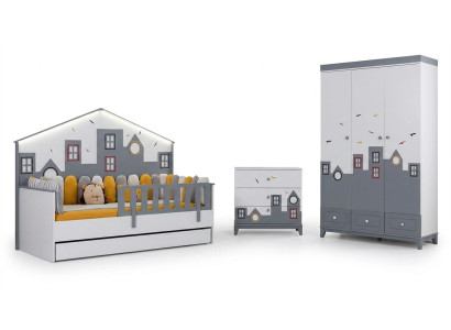Conjunto de habitación infantil moderna Cama armario cómoda dormitorio nuevo