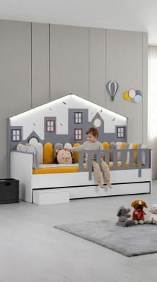 Marco de la cama Cama infantil Cama Habitación infantil Muebles de habitación infantil Madera clara