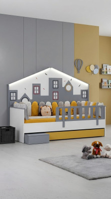 Marco de la cama Cama infantil Cama Habitación infantil Muebles de habitación infantil Madera clara