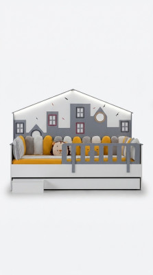 Marco de la cama Cama infantil Cama Habitación infantil Muebles de habitación infantil Madera clara