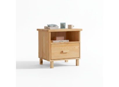 Mesita de noche de cajones beige para dormitorio