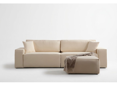 Puf exclusivo beige de cuatro plazas elegante set de 2 piezas