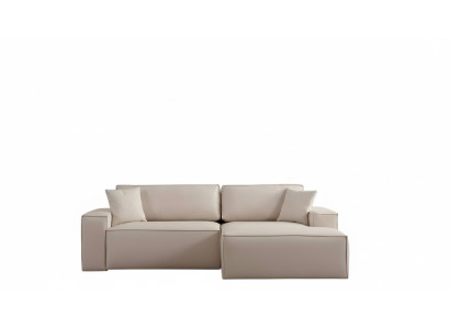 Sofá esquinero blanco de tela estilo L para sala de estar