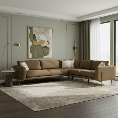 Sofá esquinero verde oscuro Sofá moderno de alta calidad para sala de estar en forma de L