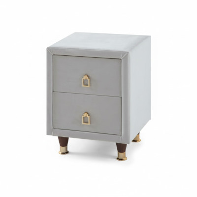 Mesita de noche acolchada gris claro, muebles de diseñador para dormitorio, mesita de noche.