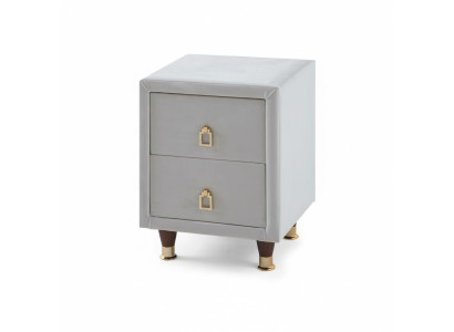 Mesita de noche acolchada gris claro, muebles de diseñador para dormitorio, mesita de noche.