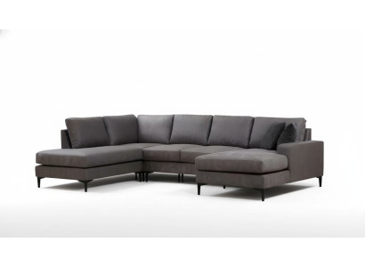 Sofá de diseño gris moderno para salón sofá de tela en forma de U