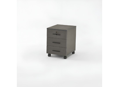 Armario de oficina gris liso, diseño moderno con cajones.