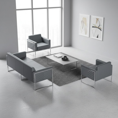 Set de sala de trabajo de 3 piezas con sofá de 3 plazas y 2 sillones en gris de estilo moderno.