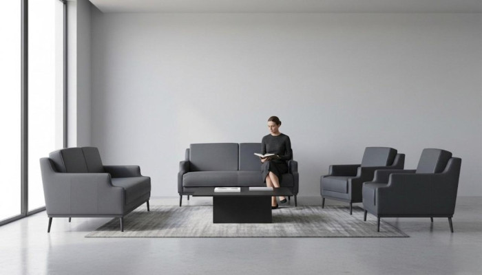 Conjunto de estudio 4 piezas 2x sillón 2x sillón Gris oscuro Liso Moderno