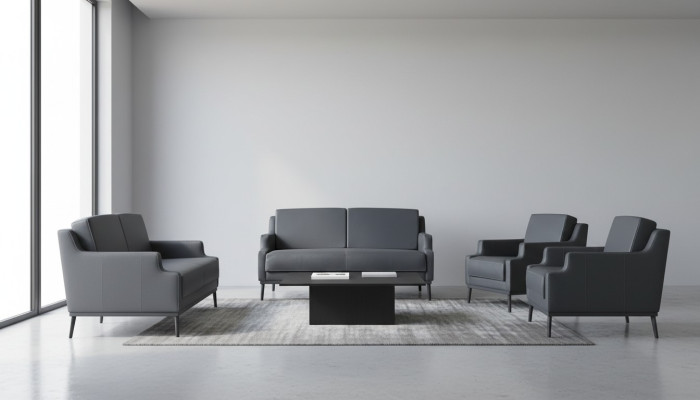 Conjunto de estudio 4 piezas 2x sillón 2x sillón Gris oscuro Liso Moderno