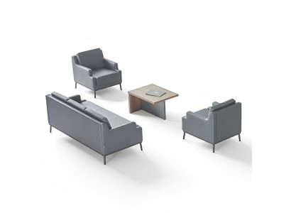 Juego de sala de estar 4 piezas, sofá de 3 plazas, 2 sillones, mesa de centro, gris oscuro marrón