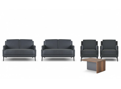 Set de sala de trabajo de 5 piezas en gris oscuro Estilo 2x 2 plazas 2x sillón mesa de centro