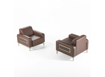 Juego de estudio de 2 piezas Silla Marrón Color sólido Diseño moderno Sala de estar