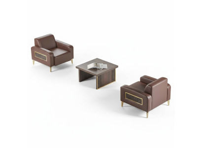 Juego de sala 3 piezas con 2 sillones y mesa de centro marrón liso para sala.