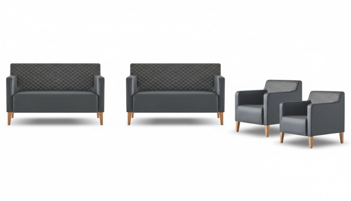Conjunto de estudio 4 piezas 2x Sillón de dos plazas 2x Sillón Negro Unicolor Moderno