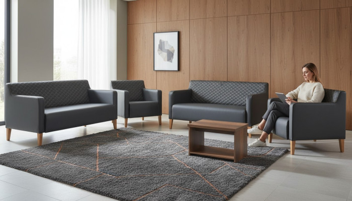 Conjunto de estudio 5 piezas negro Sofá de 3 plazas Sofá de 2 plazas 2 sillones Mesa de centro
