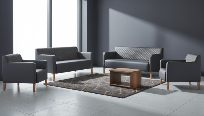 Conjunto de estudio 5 piezas negro Sofá de 3 plazas Sofá de 2 plazas 2 sillones Mesa de centro