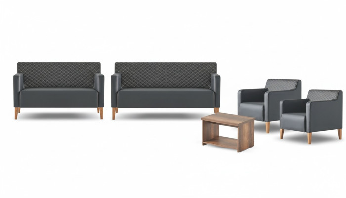Conjunto de estudio 5 piezas negro Sofá de 3 plazas Sofá de 2 plazas 2 sillones Mesa de centro