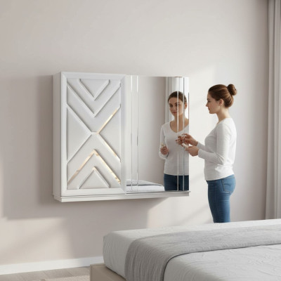 Armario blanco moderno armario de vidrio lujoso muebles para dormitorio