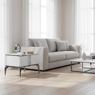 Moderno mesita de noche blanca elegante de madera