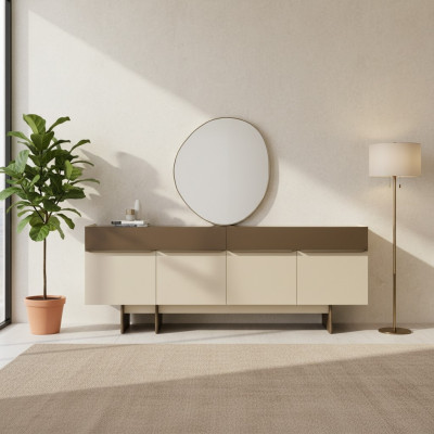 Mueble aparador de cocina marrón-beige, muebles de comedor de diseñador, cómoda de lujo.