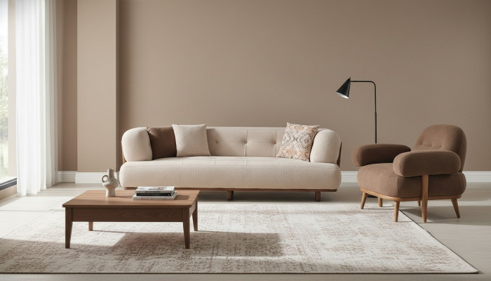Sala de estar exclusiva en beige Conjunto de sofás de sala de estar Sofá individual