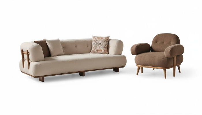 Sala de estar exclusiva en beige Conjunto de sofás de sala de estar Sofá individual