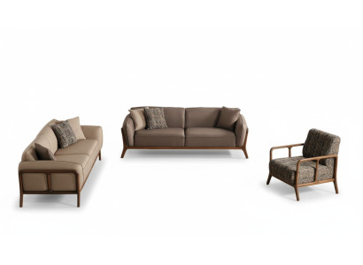 Conjunto de sofás para la sala de estar marrón-beige, muebles de diseñador para la sala de estar, 2 sofás.
