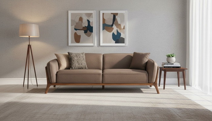 Sofá elegante de 3 plazas marrón para sala de estar