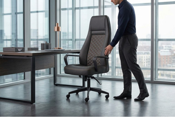Silla de oficina negro, sillón giratorio, moderno, con ruedas de cuero para la oficina.