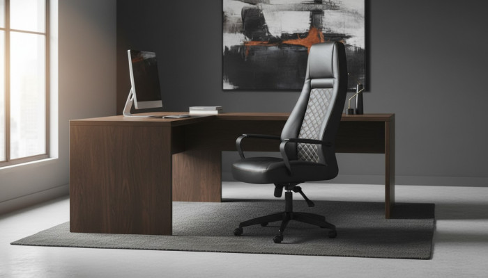 Silla de oficina negro, sillón giratorio, moderno, con ruedas de cuero para la oficina.