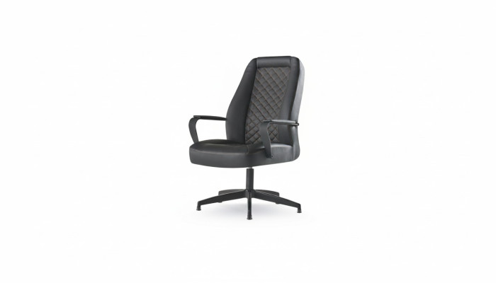 Silla de oficina negra Sillón de dirección Oficina moderna Cuero suave madera