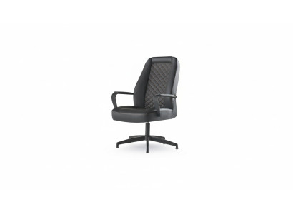 Silla de oficina negra Sillón de dirección Oficina moderna Cuero suave madera