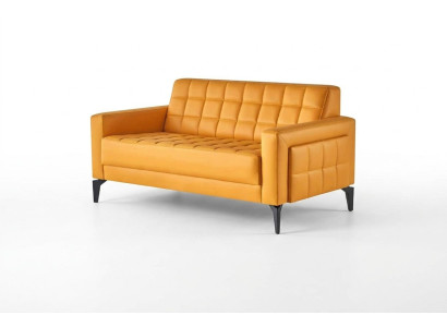 Sofá amarillo de 2 plazas Chesterfield de cuero para asientos de sofá de dos plazas.