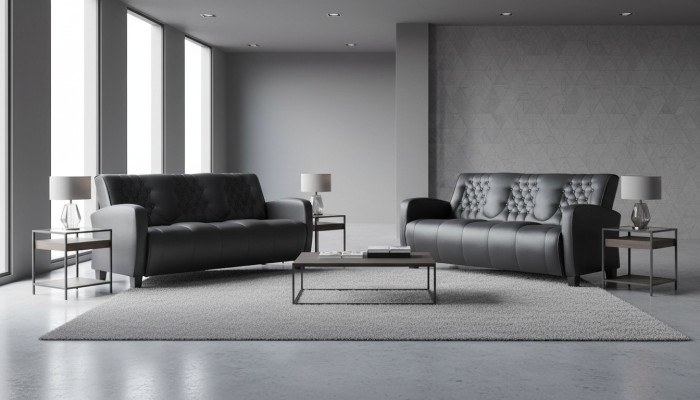 Sofá Chesterfield de 3 plazas Sofás Set de sofá Sofás de cuero modernos con botones de madera.