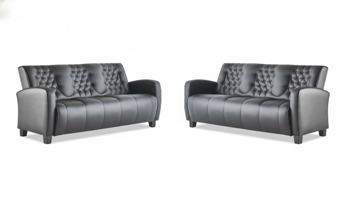Sofá Chesterfield de 3 plazas Sofás Set de sofá Sofás de cuero modernos con botones de madera.