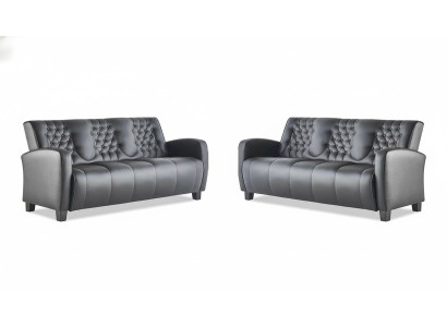 Sofá Chesterfield de 3 plazas Sofás Set de sofá Sofás de cuero modernos con botones de madera.