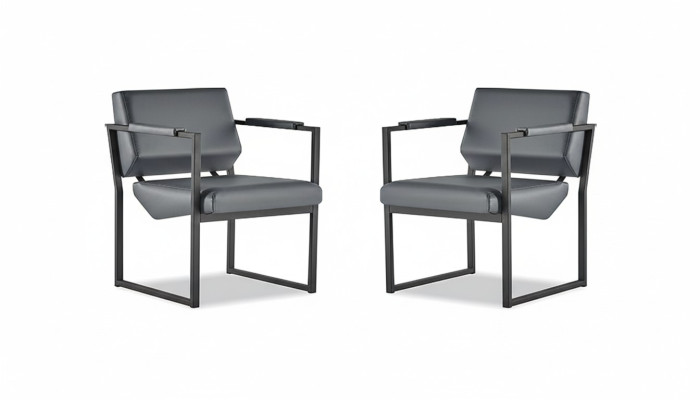 Silla de oficina Conjunto de sillón Negro Butaca Moderna de 1 plaza Cuero Acero inoxidable
