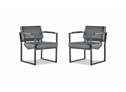 Silla de oficina Conjunto de sillón Negro Butaca Moderna de 1 plaza Cuero Acero inoxidable