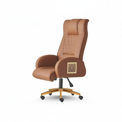 Silla de oficina marrón marrón con ruedas moderna sillón ejecutivo giratorio
