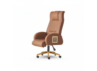 Silla de oficina marrón marrón con ruedas moderna sillón ejecutivo giratorio