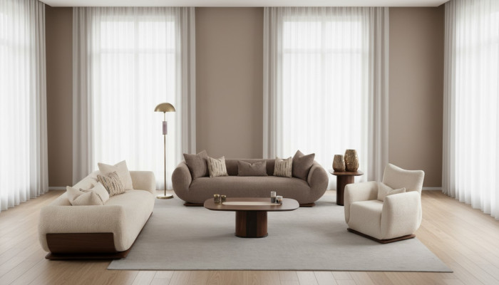 Sofá 3+3+1 plazas Sofás de madera para salón sofás tapizados diseño lujo