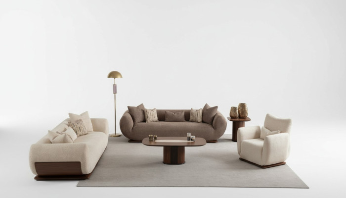 Sofá 3+3+1 plazas Sofás de madera para salón sofás tapizados diseño lujo