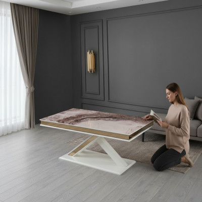 Mesa de comedor de lujo Mesa extensible de madera Diseño moderno para comedor Nuevo