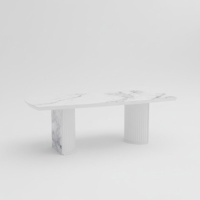 Mesa de comedor de lujo de madera y mármol, nueva y moderna