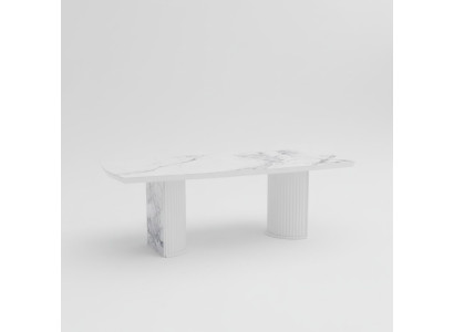 Mesa de comedor de lujo de madera y mármol, nueva y moderna